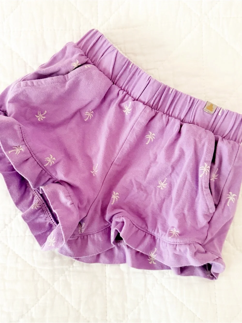 GAP Kids 3T Girls Purple Ruffle Palm-Print Shorts